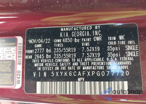 2023 Kia Sportage X-Line z USA, uszkodzony, nr VIN 5XYK6CAFXPG077720